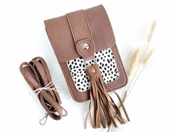 BROWN CHEETAH PHONE BAG