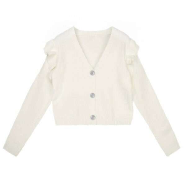 RUFFLE CARDIGAN WHITE